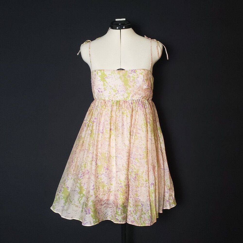 ASTR the label Serenity Dress Watercolor Floral Square Neck A Line Mini Size S